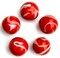 RED BEARD Red/White Swirl Glass Marbles 22mm (7/8 inch) SHOOTER Taw (Lot of 5)